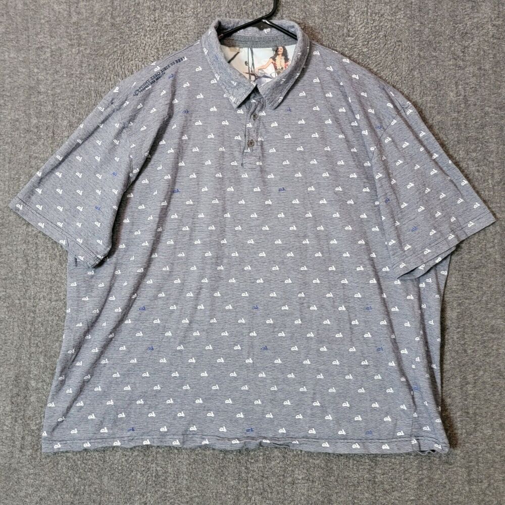 Point Zero Polo Shirt Mens 3X Gray Short Sleeve Moped All Over Print